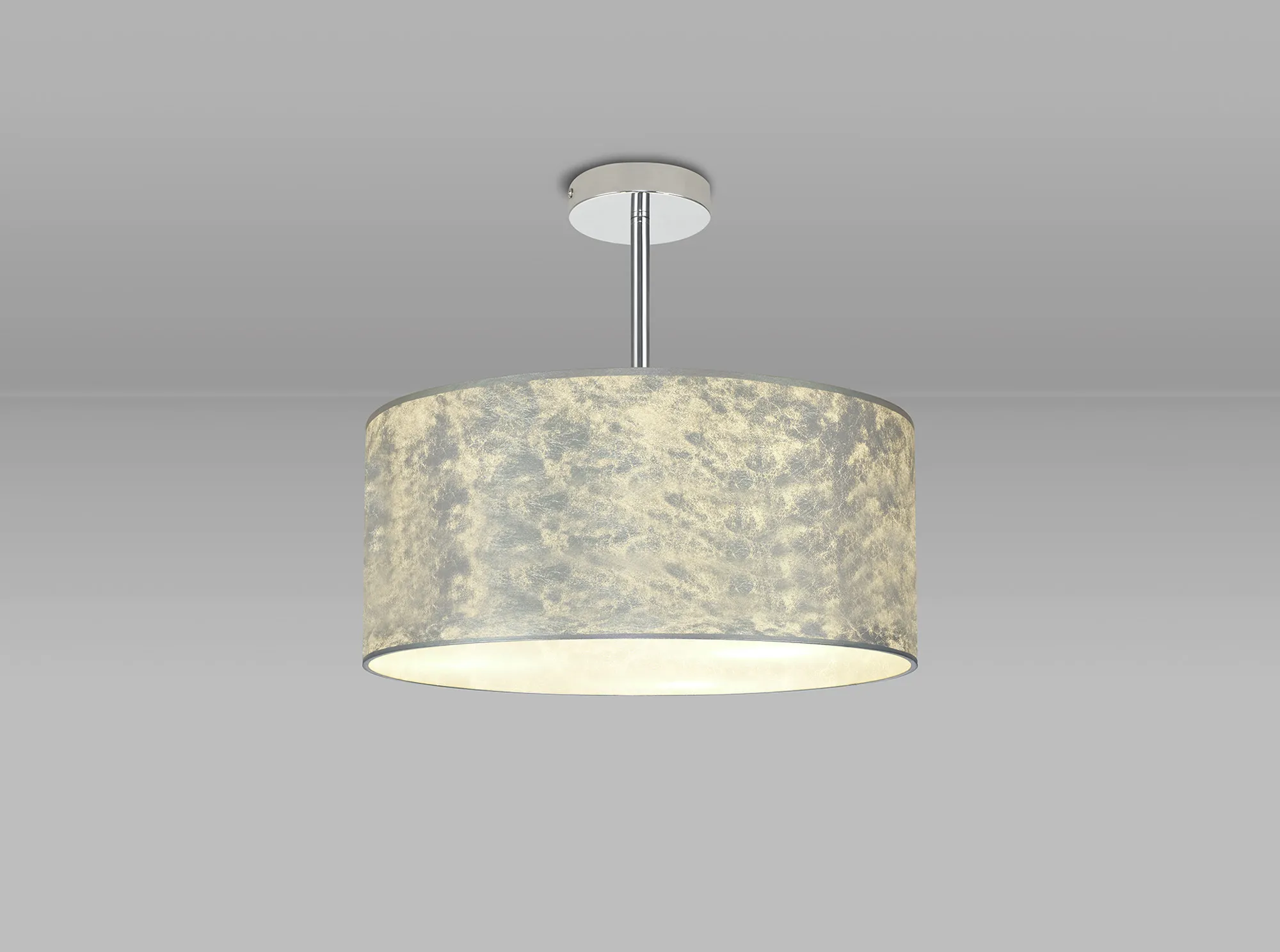 Baymont 40cm Semi Flush 3 Light Polished Chrome, Silver Leaf DK0790  Deco Baymont CH SL
